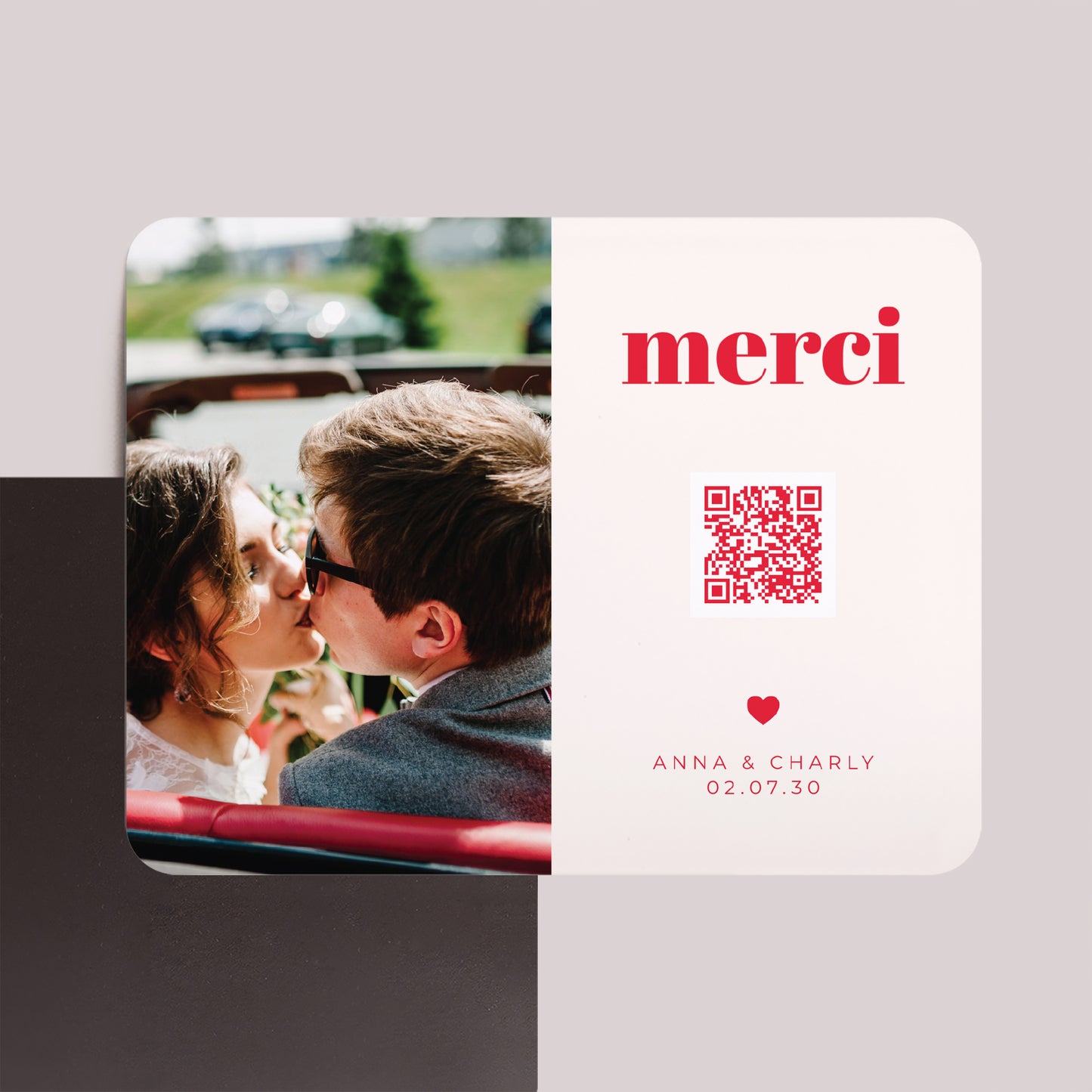 Remerciements Mariage Lot de 8, magnétique, paysage, rectangle coins arrondis On se dit oui photo N° 1