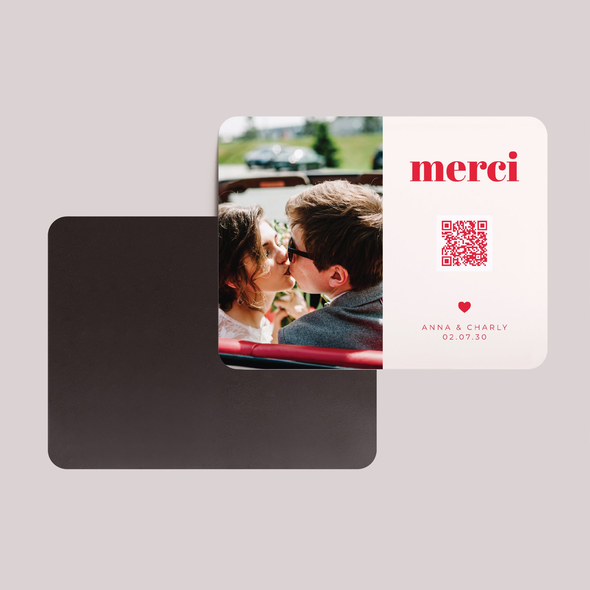 Remerciements Mariage Lot de 8, magnétique, paysage, rectangle coins arrondis On se dit oui photo N° 2