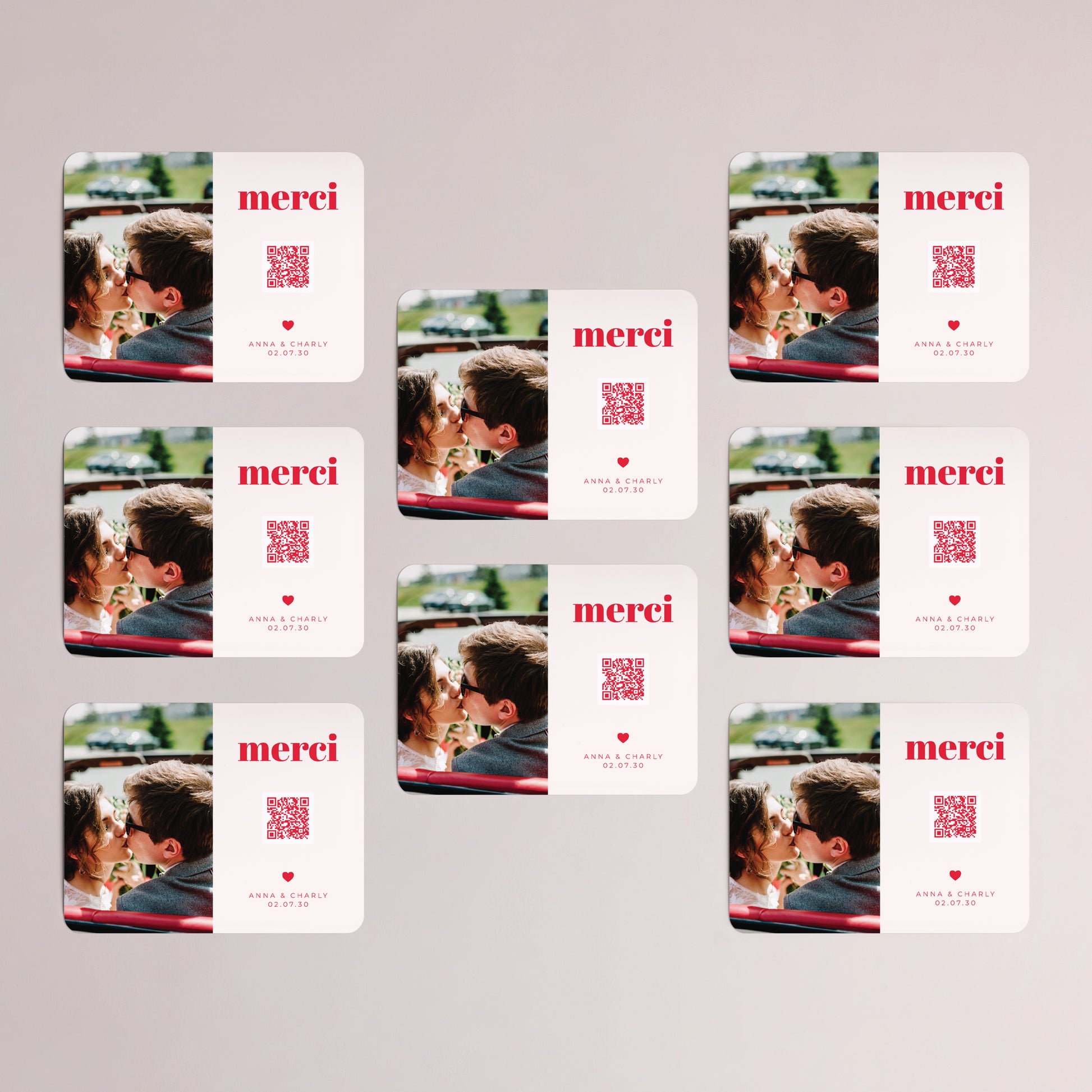 Remerciements Mariage Lot de 8, magnétique, paysage, rectangle coins arrondis On se dit oui photo N° 3