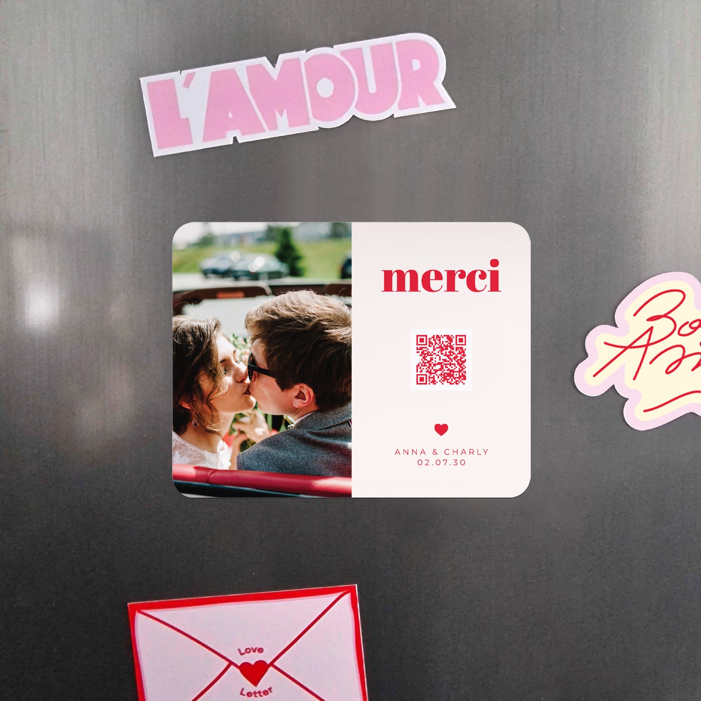 Remerciements Mariage Lot de 8, magnétique, paysage, rectangle coins arrondis On se dit oui photo N° 4
