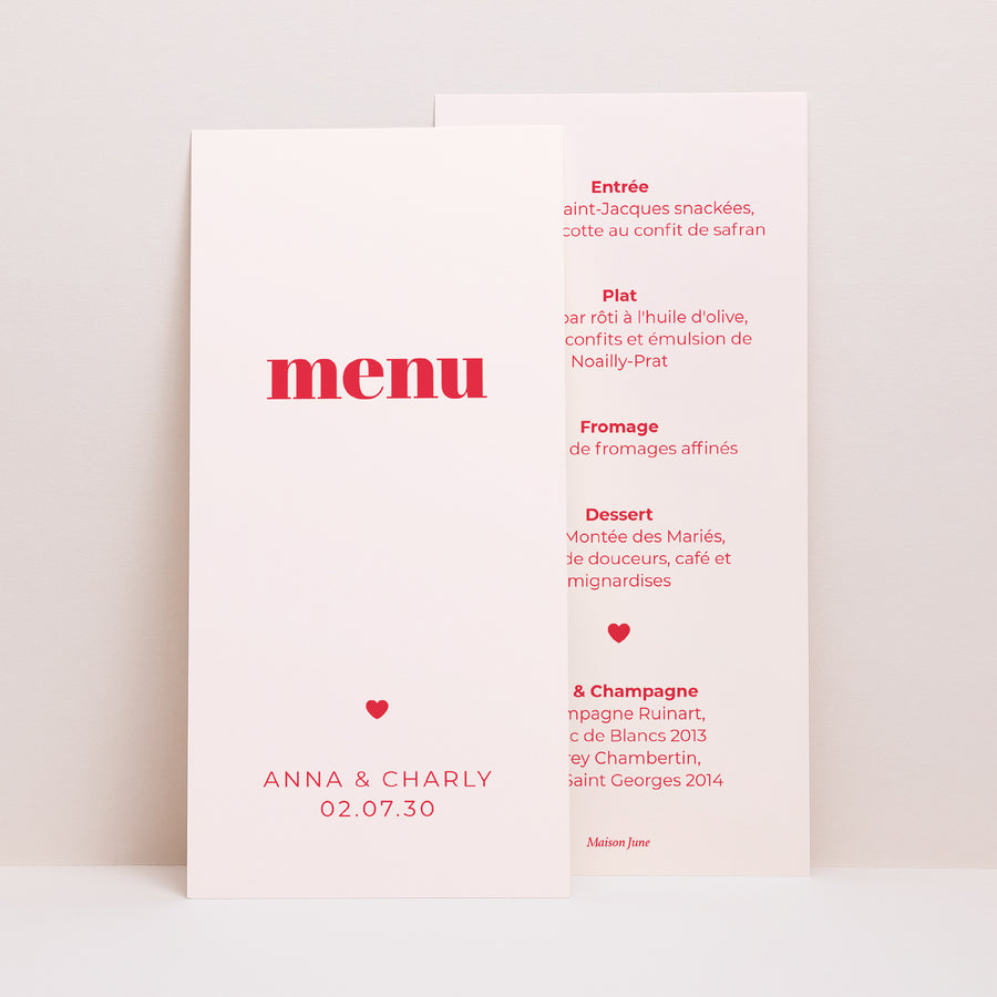 Menu Mariage Panoramique portrait On se dit oui photo