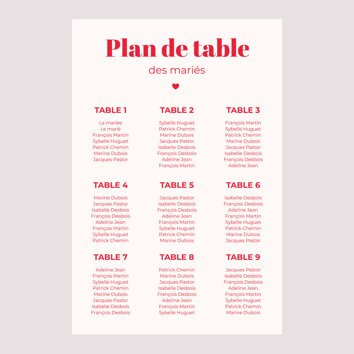Plan de table Mariage Portrait 60 x 90 cm On se dit oui photo N° 2