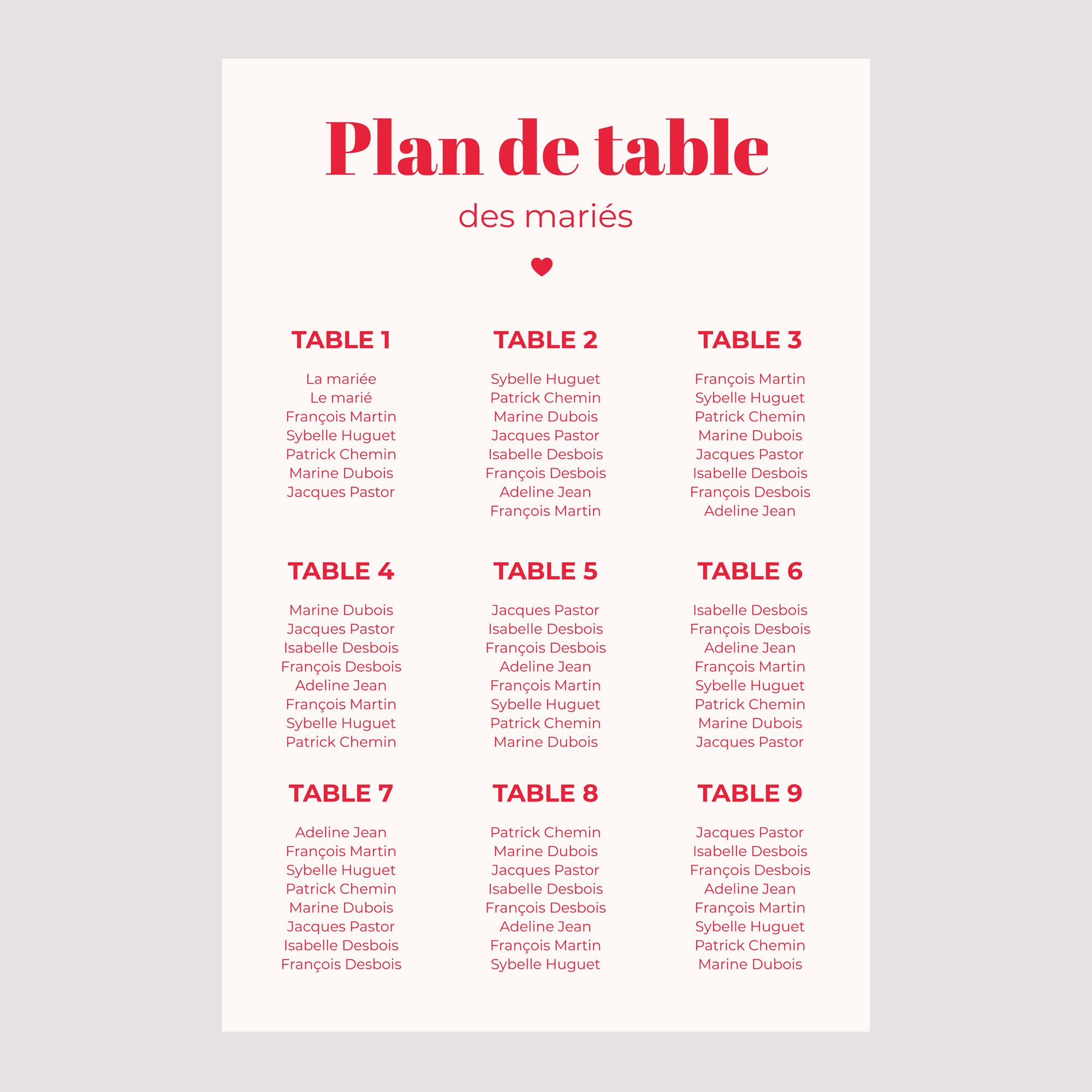 Plan de table Mariage Portrait 60 x 90 cm On se dit oui photo N° 2