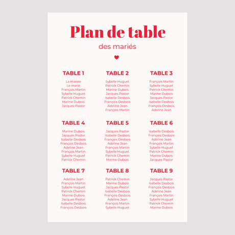 Plan de table Mariage Portrait 60 x 90 cm On se dit oui