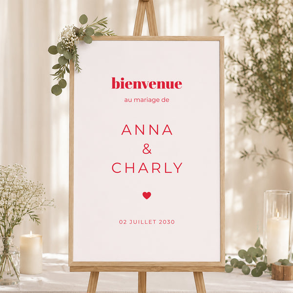 Panneau bienvenue Mariage Portrait 60 x 90 cm On se dit oui photo