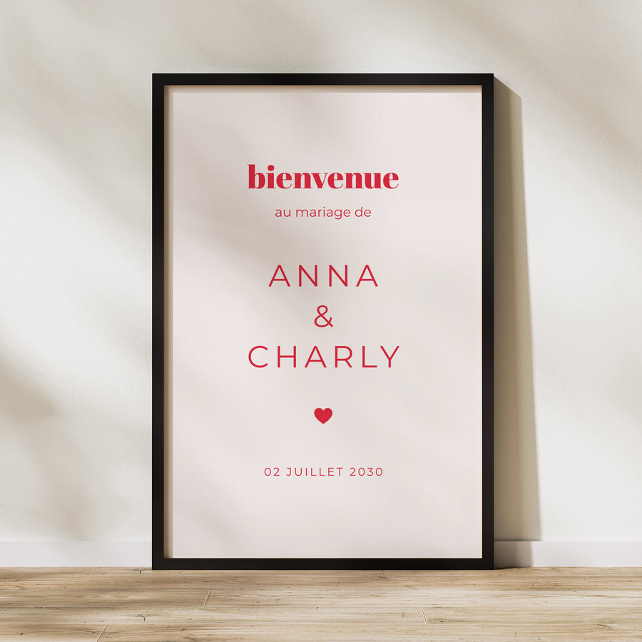 Panneau bienvenue Mariage Portrait 60 x 90 cm On se dit oui photo