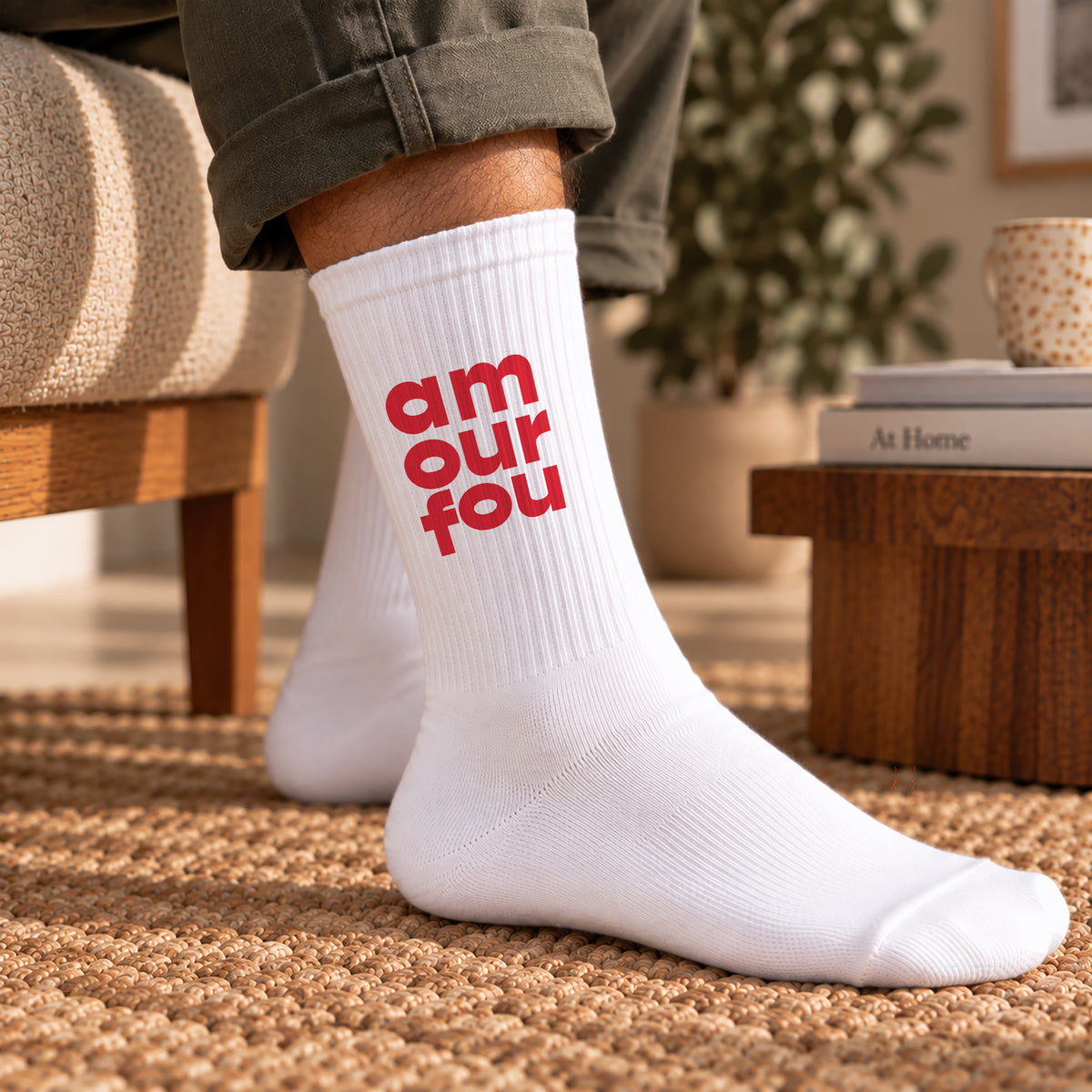 Chaussettes homme Blanches Amour fou II photo N° 2
