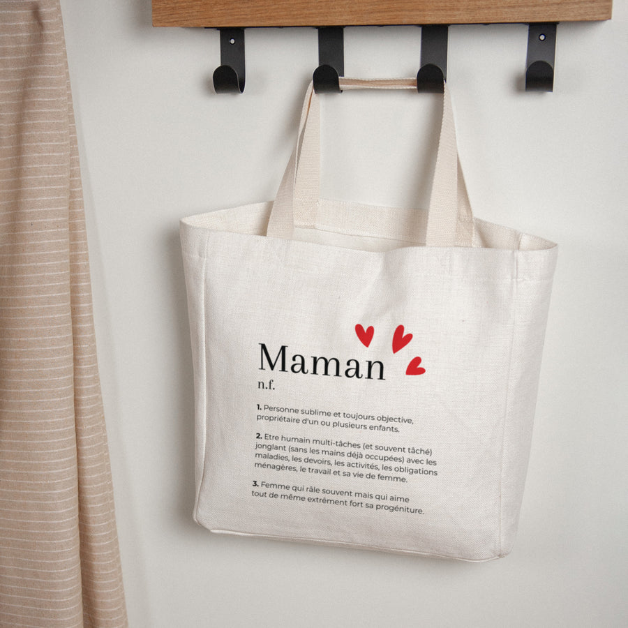 Tote bag Objets Anse en toile Définition Maman photo