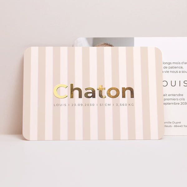Faire-part Naissance Paysage, bords arrondis Chaton or photo