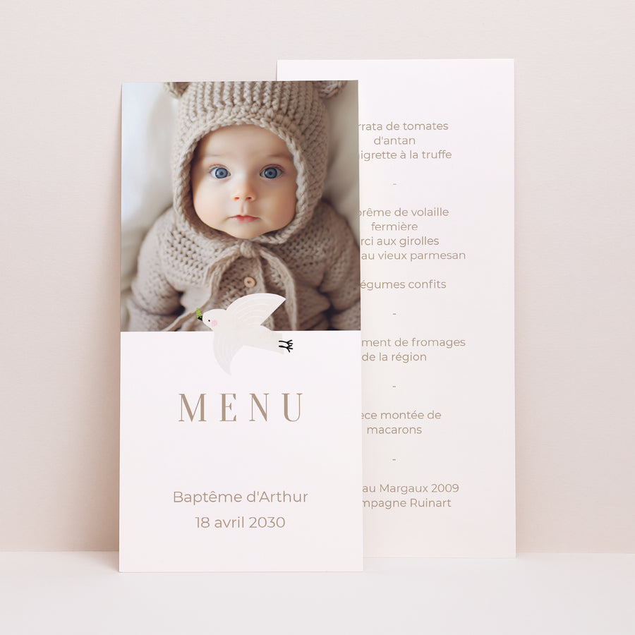 Menu Baptême Panoramique portrait Photographique photo