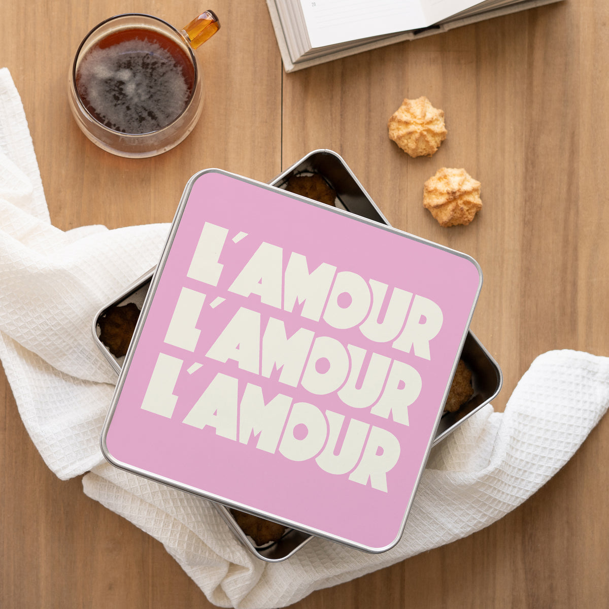 Boite métallique Carrée L'Amour rose photo N° 1