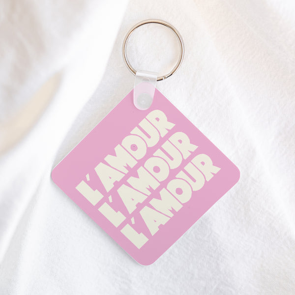 Porte-clés Carré L'Amour rose photo