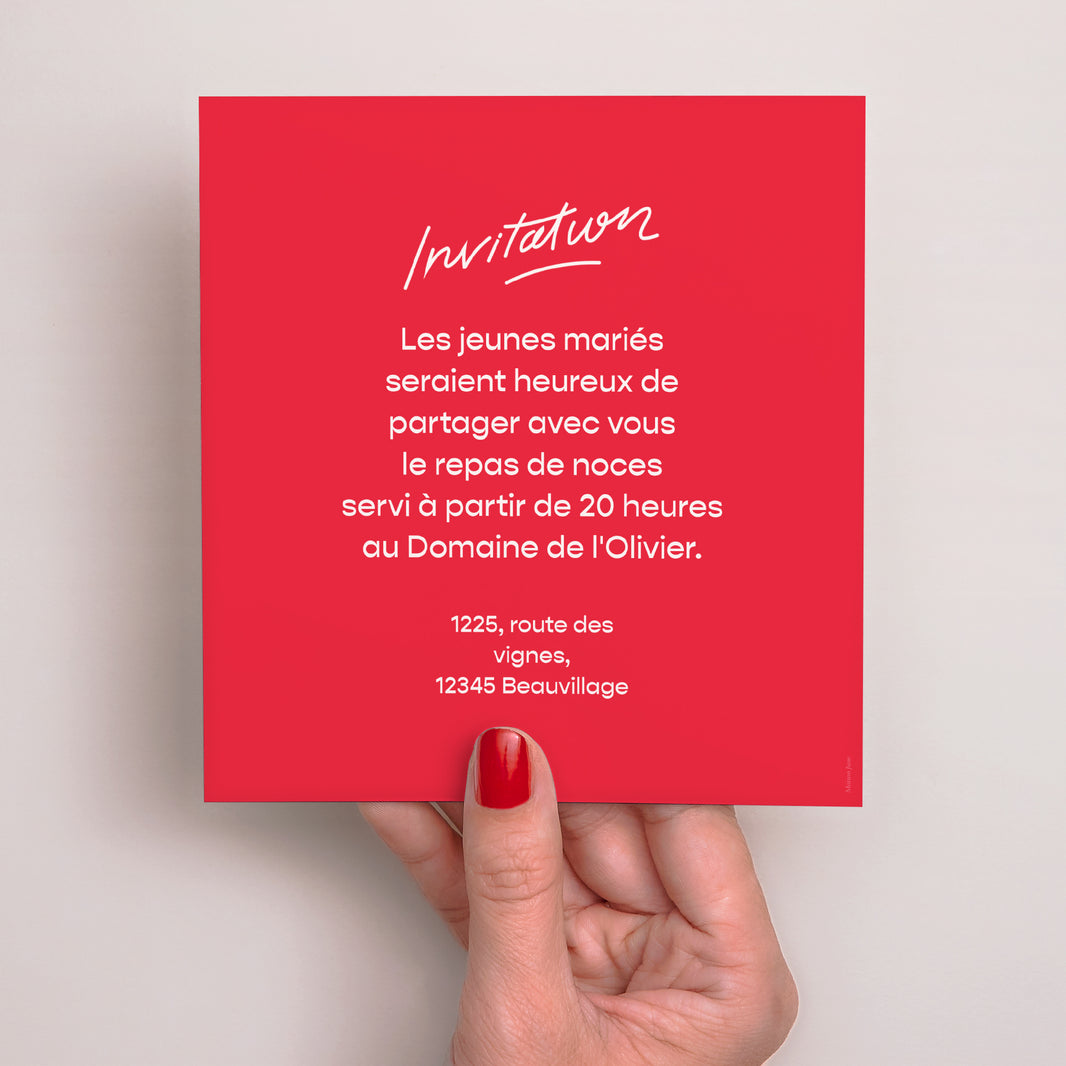 Invitations Mariage Carré Love in eighties red photo N° 3