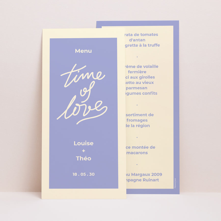 Menu Mariage Panoramique portrait Time of Love photo