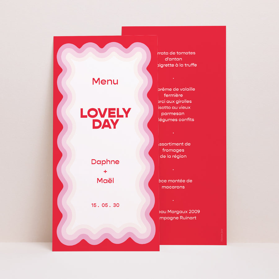 Menu Mariage Panoramique portrait Lovely Day photo