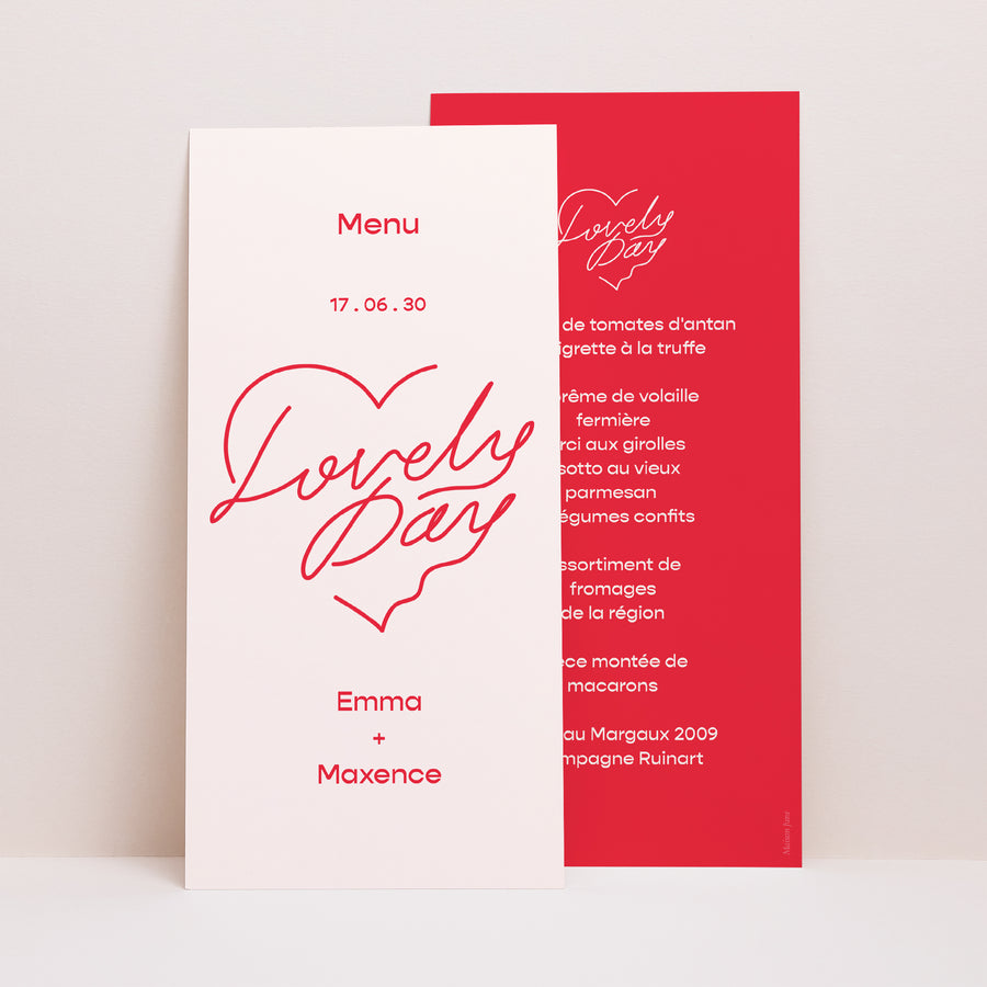 Menu Mariage Panoramique portrait Lovely Day esquisse photo