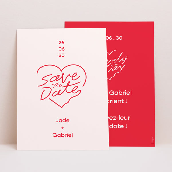 Save the date Mariage Portrait Lovely Day esquisse photo