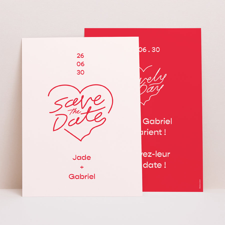 Save the date Mariage Portrait Lovely Day esquisse photo