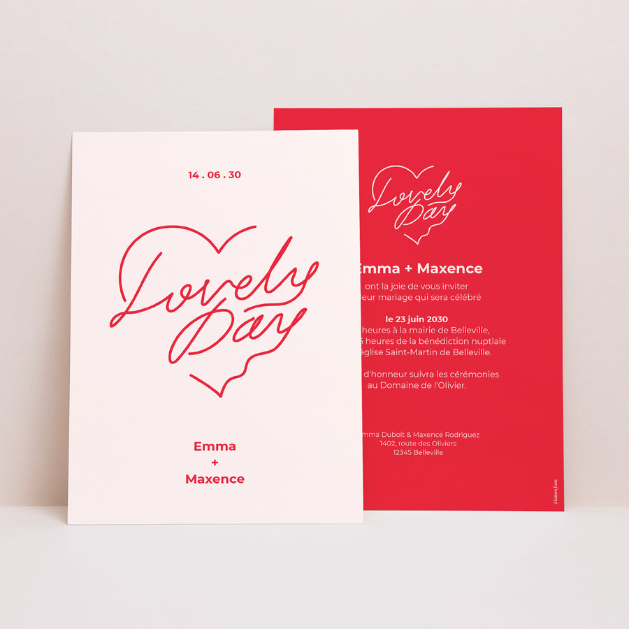 Faire-part Mariage Portrait Lovely Day esquisse photo