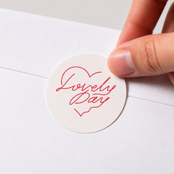Sticker Mariage Rond Lovely Day esquisse photo