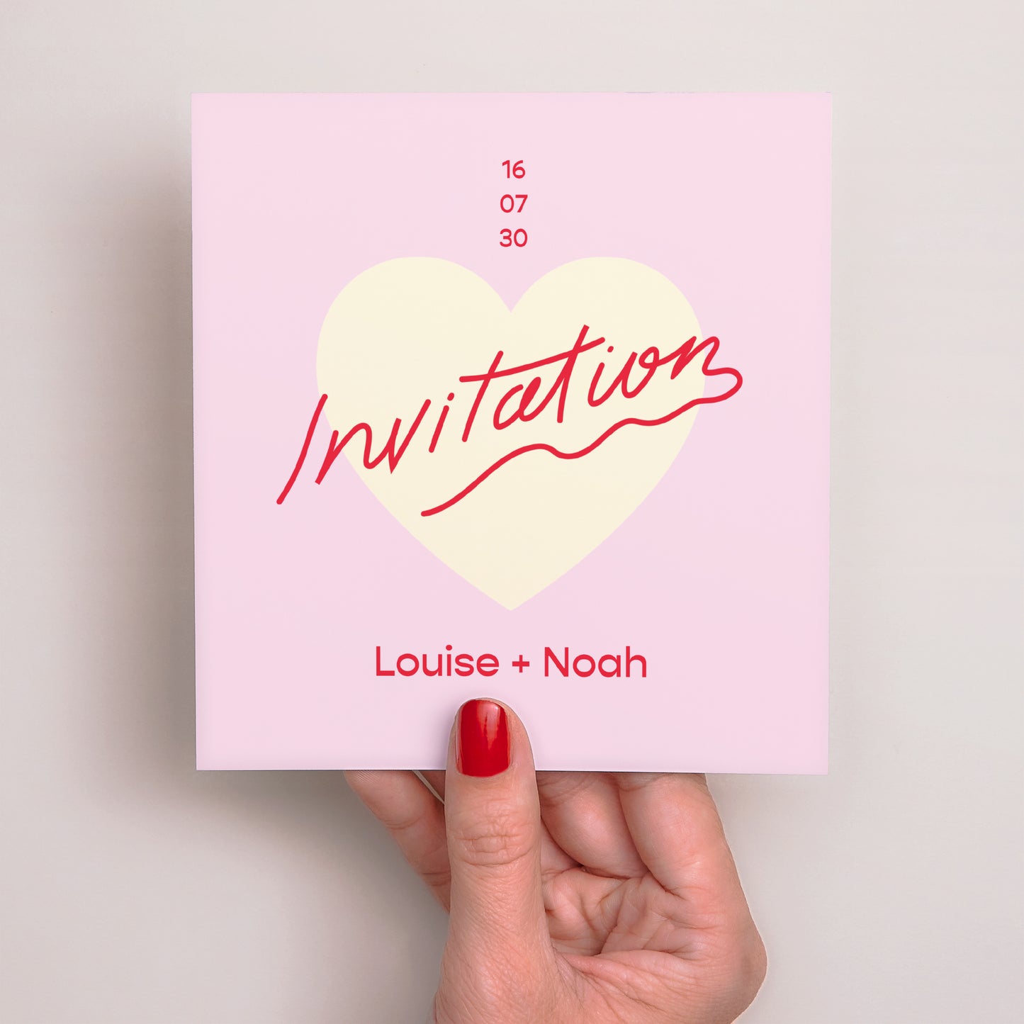 Invitations Mariage Carré Bonjour Amour pink photo N° 2