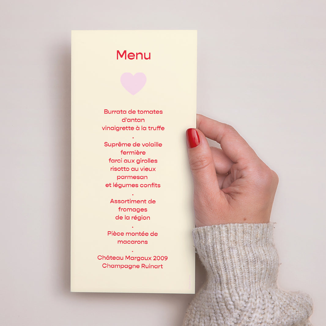 Menu Mariage Panoramique portrait Bonjour Amour pink photo N° 3