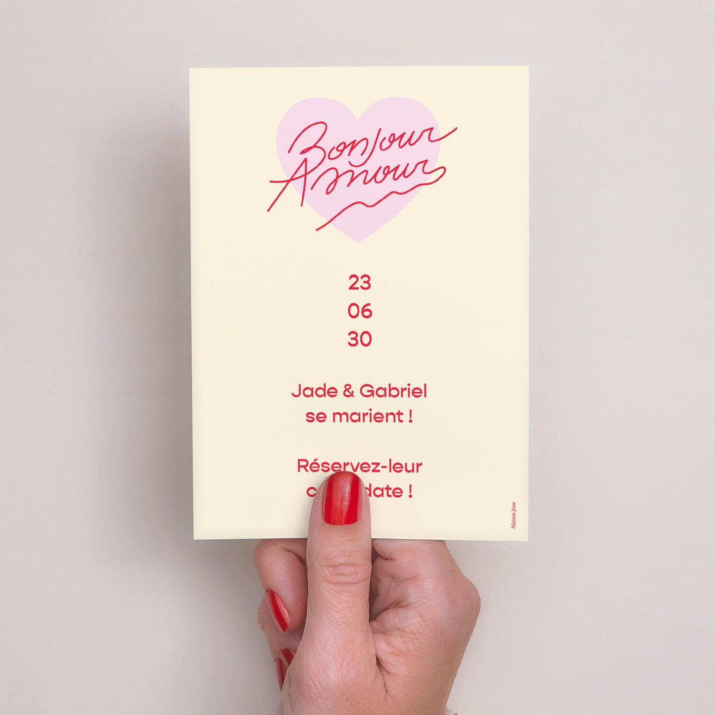 Save the date Mariage Portrait Bonjour Amour pink photo N° 3