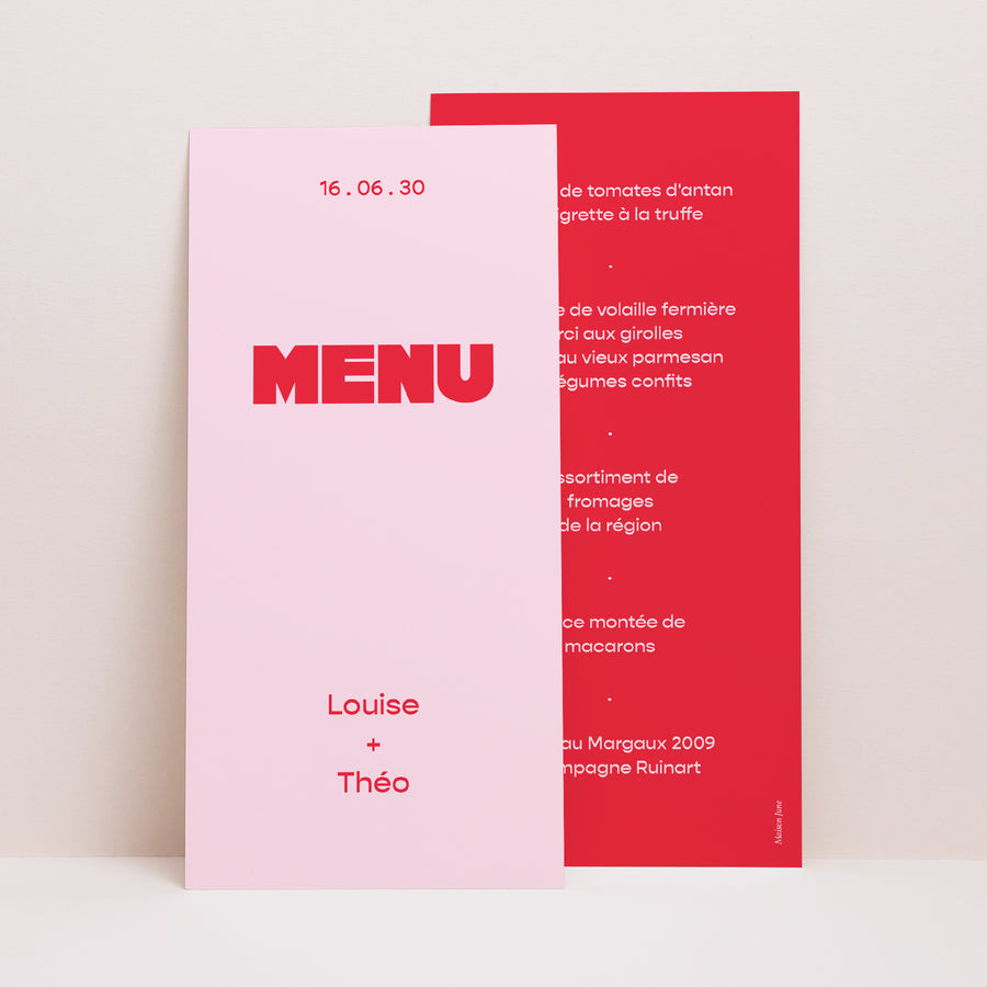 Menu Mariage Panoramique portrait Save the famous date photo
