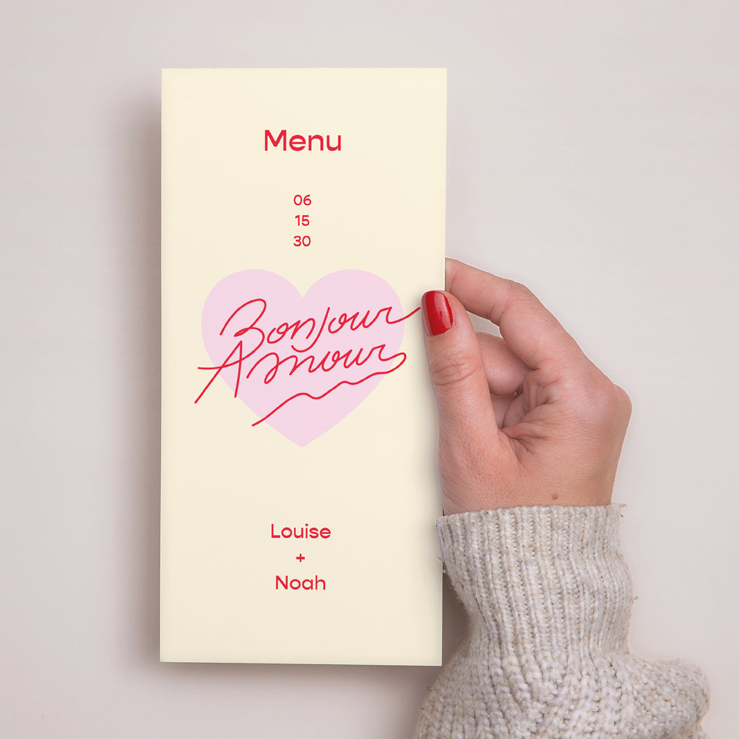 Menu Mariage Panoramique portrait Bonjour Amour Vanille photo N° 2