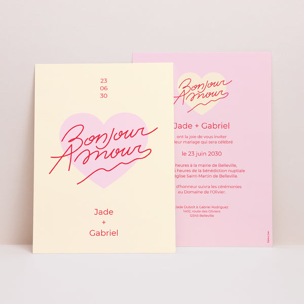 Faire-part Mariage Portrait Bonjour Amour Vanille photo
