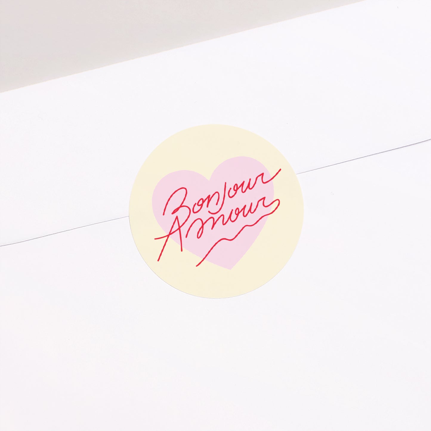 Sticker Mariage Rond Bonjour Amour Vanille photo N° 1