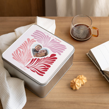 Boite métallique Objets Carrée Pink foliage