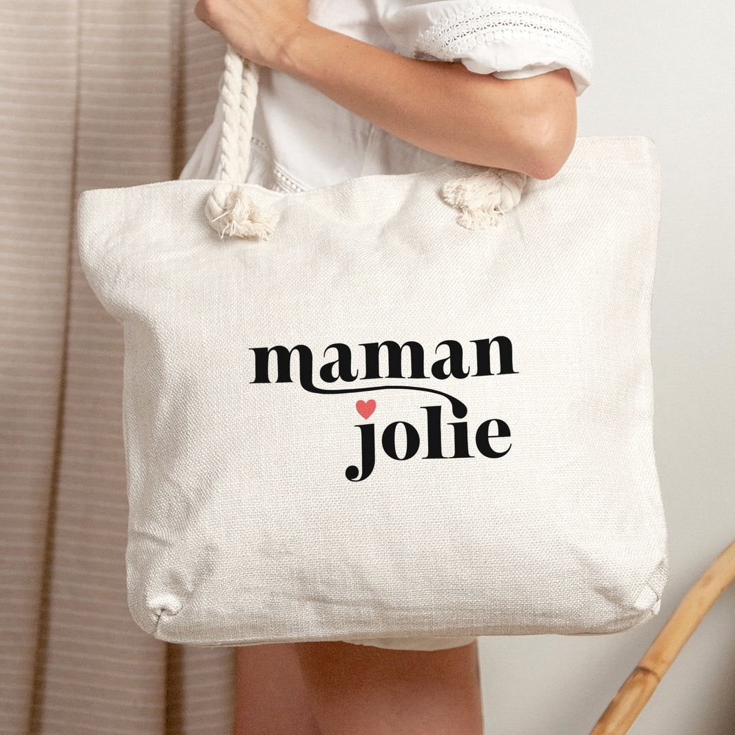 Sac de plage Objets Anse en corde Maman jolie photo N° 2