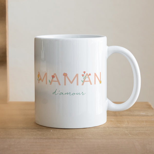 Mug Objets Blanc Maman d'amour fleurie photo