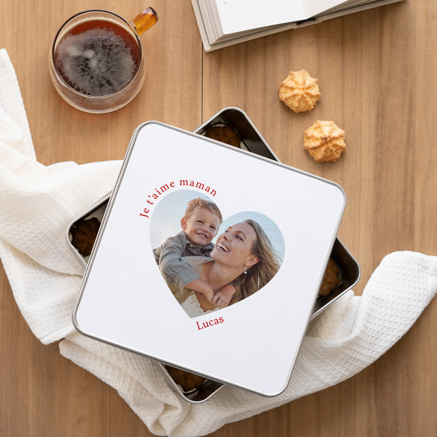 Boite métallique Objets Carrée Je t'aime maman photo photo