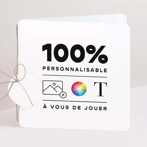 Faire-part Naissance Carré double volet, coins arrondis, étiquette ronde Do It Yourself V photo