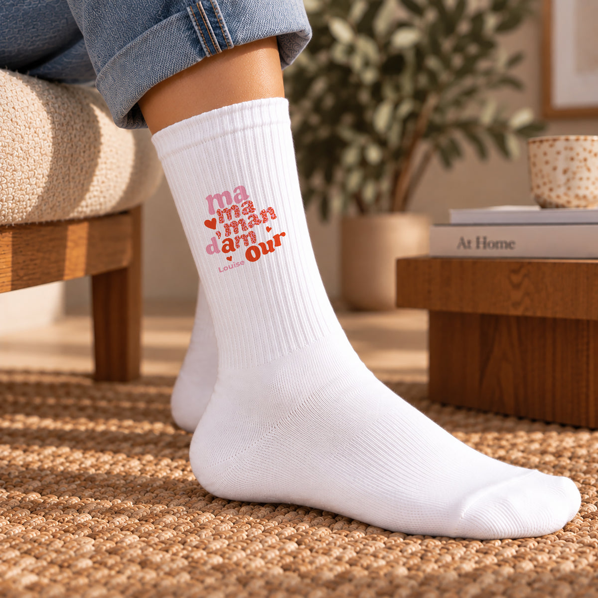 Chaussettes femme Blanches Maman Léopard II photo N° 2
