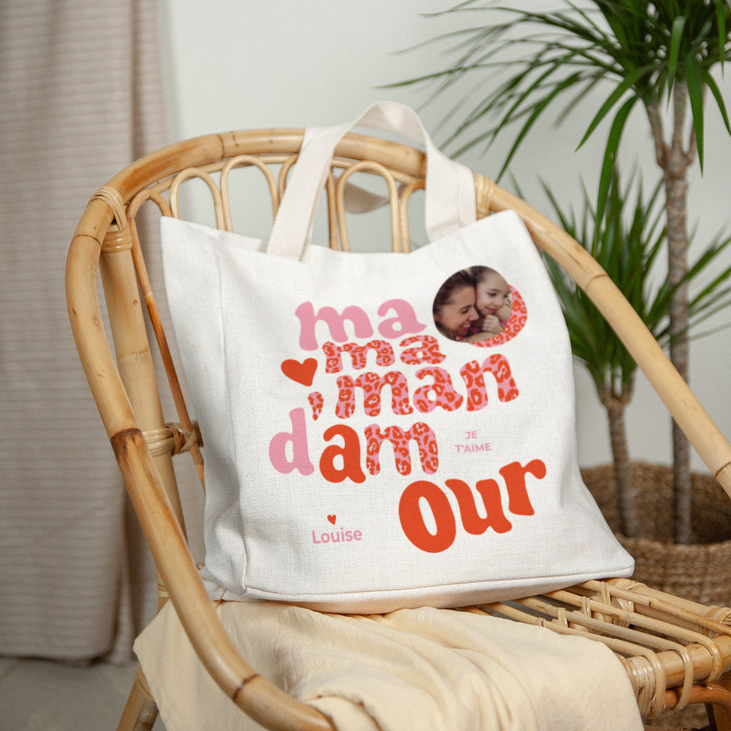 Tote bag Objets Anse en toile Maman Léopard photo N° 2