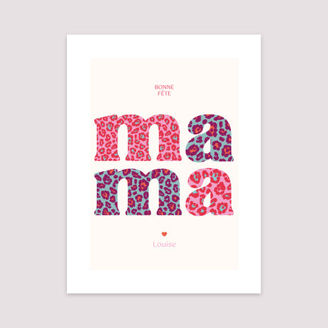 Affiche Portrait 30 x 40 cm Leopard Mama