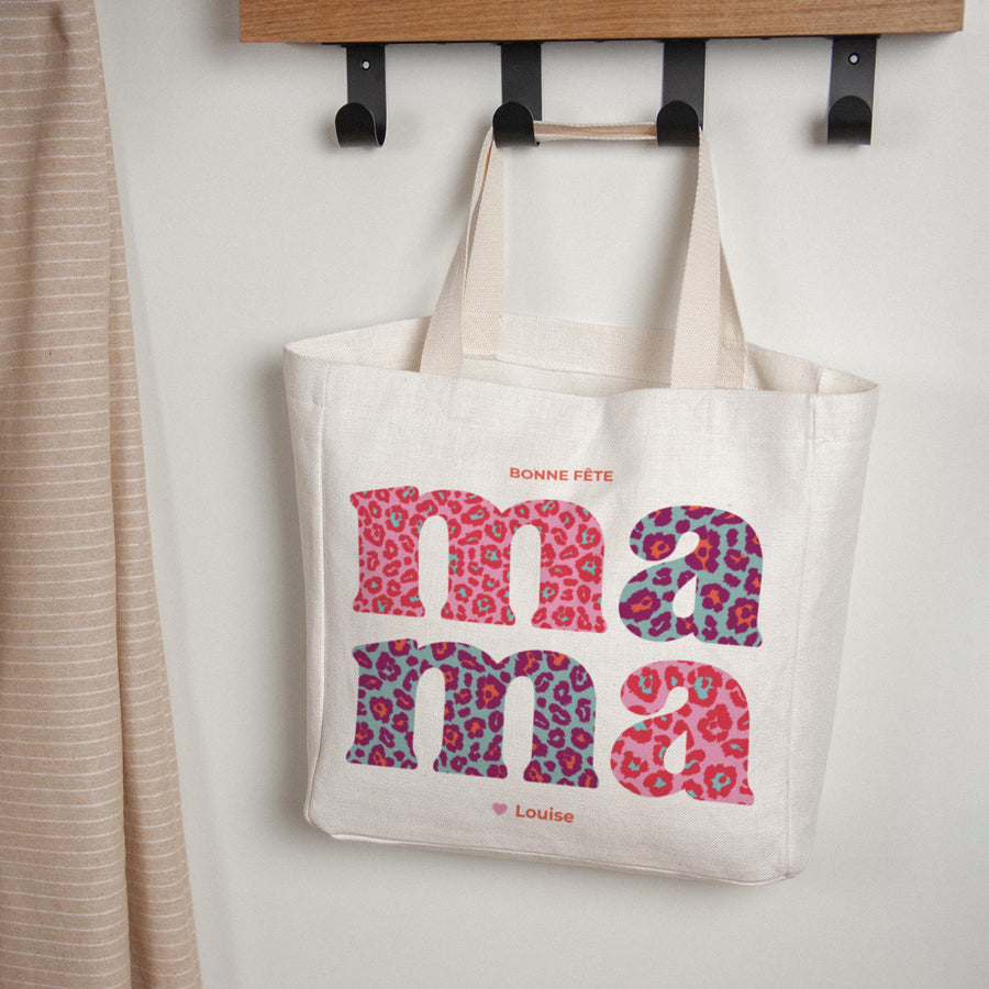 Tote bag Objets Anse en toile Leopard Mama photo