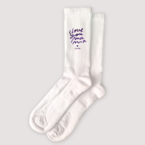 Chaussettes femme Blanches I love you Leopard photo