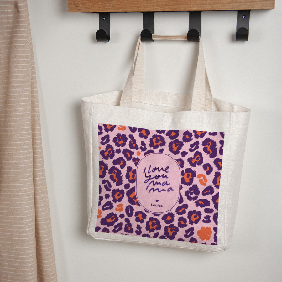 Tote bag Objets Anse en toile I love you Leopard photo