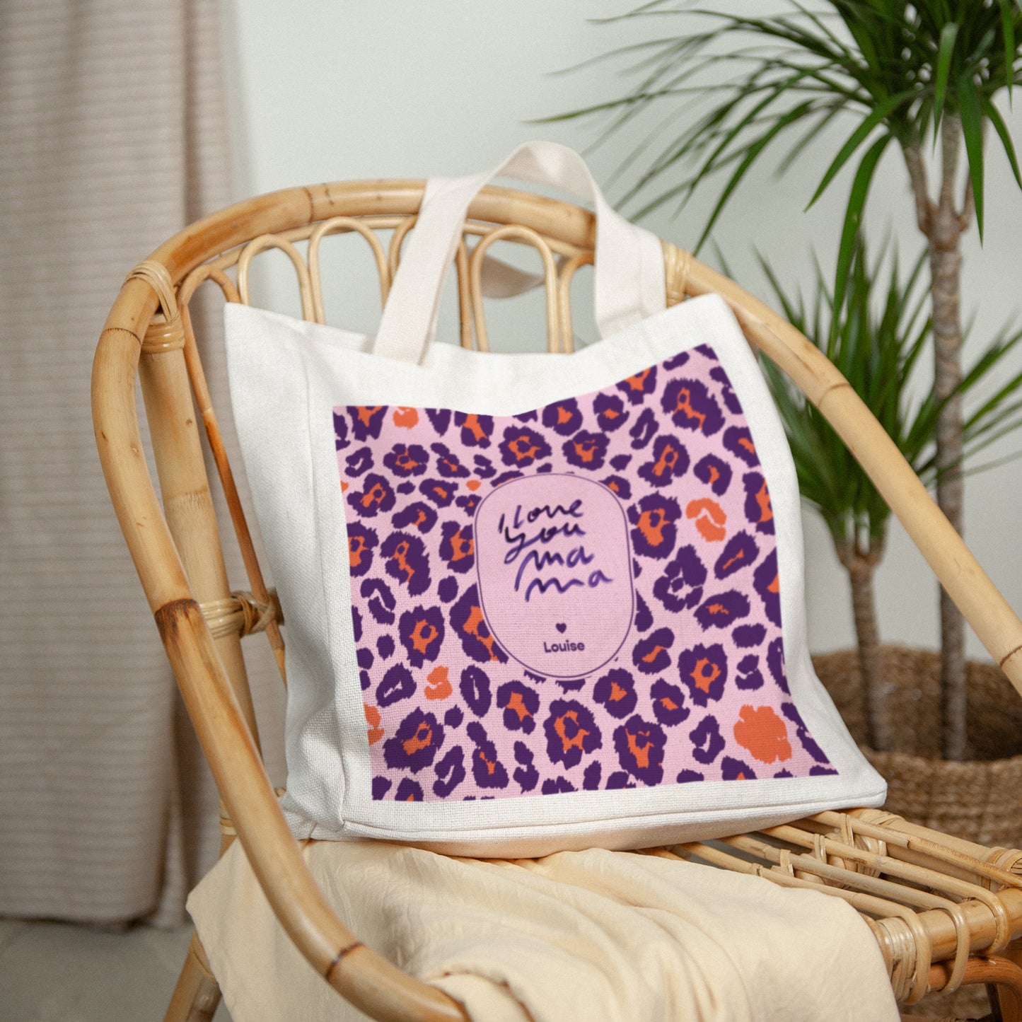 Tote bag Objets Anse en toile I love you Leopard photo N° 2