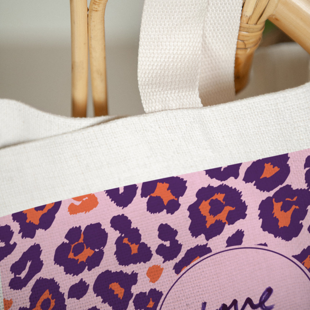 Tote bag Objets Anse en toile I love you Leopard photo N° 3