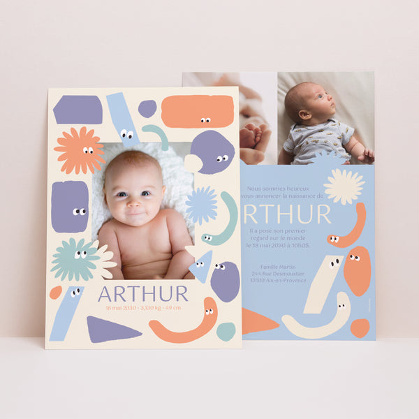Faire-part Naissance Portrait Les zigotos bleus photo