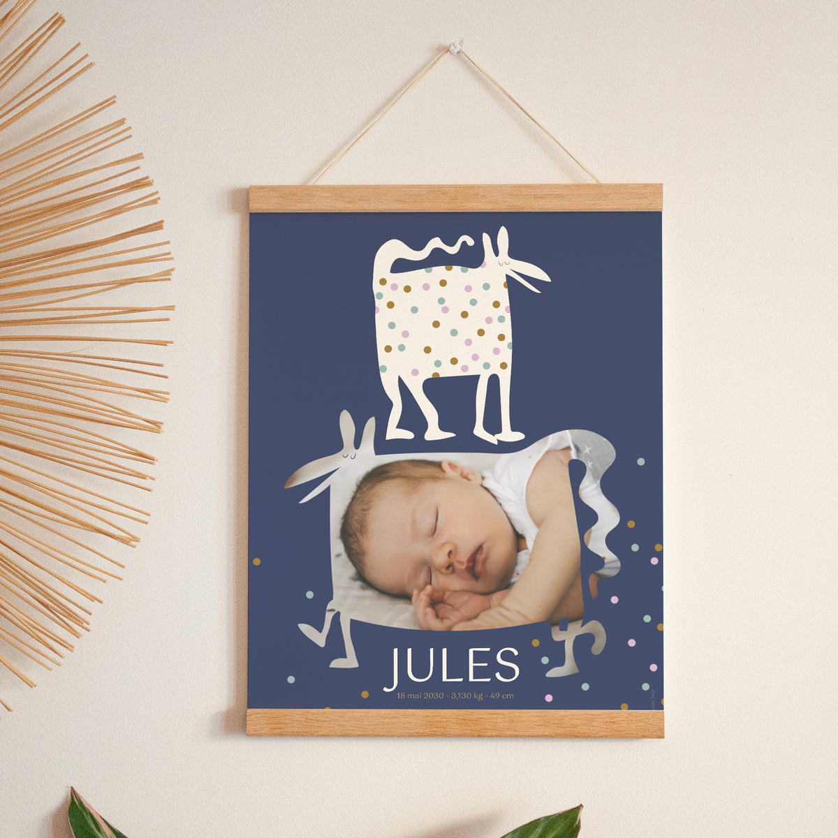 Affiche Naissance Portrait 30 x 40 cm Doudou photo N° 1