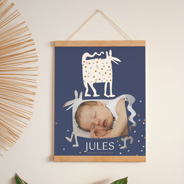 Affiche Naissance Portrait 30 x 40 cm Doudou photo