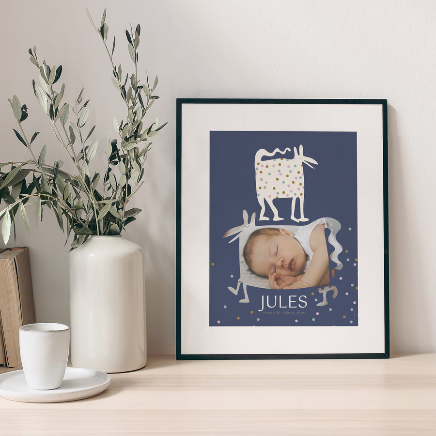 Affiche Naissance Portrait Doudou photo