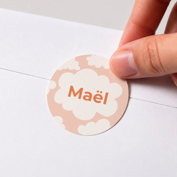 Sticker Naissance Rond Petit nuage orange photo