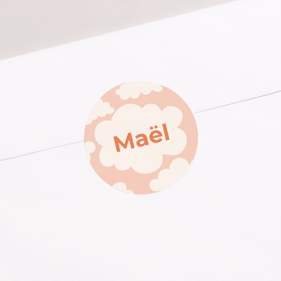 Sticker Naissance Rond Petit nuage orange photo
